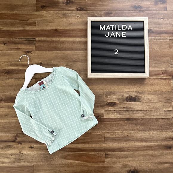 Matilda Jane Heart Soul Pride Emmalina Green Polka Dot Long Sleeve Knit Top 2 - Picture 1 of 10